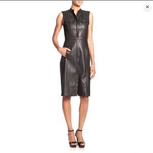 BCBGMAXAZRIA DRESS ALLEXANDRIA BLACK FAUX LEATHER SIZE SMALL SLEEVELESS